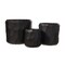 Urban Trends Collection Ceramic Cylindrical Pot with Wide Mouth and Embossed Irregular Patterns Design Body Set of Three Matte Finish Black